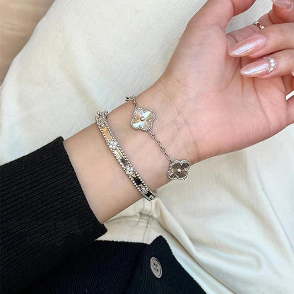 EMKOSUNG 18K Gold  Plated  Four Leaf Clover Bracelets for Women