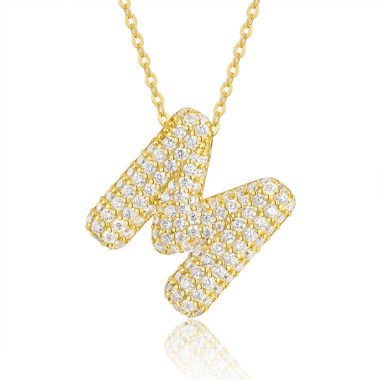 EMKOSUNG 18K Gold  Plated  Light Luxury  Moissanite Initial Letter  Necklaces for Women