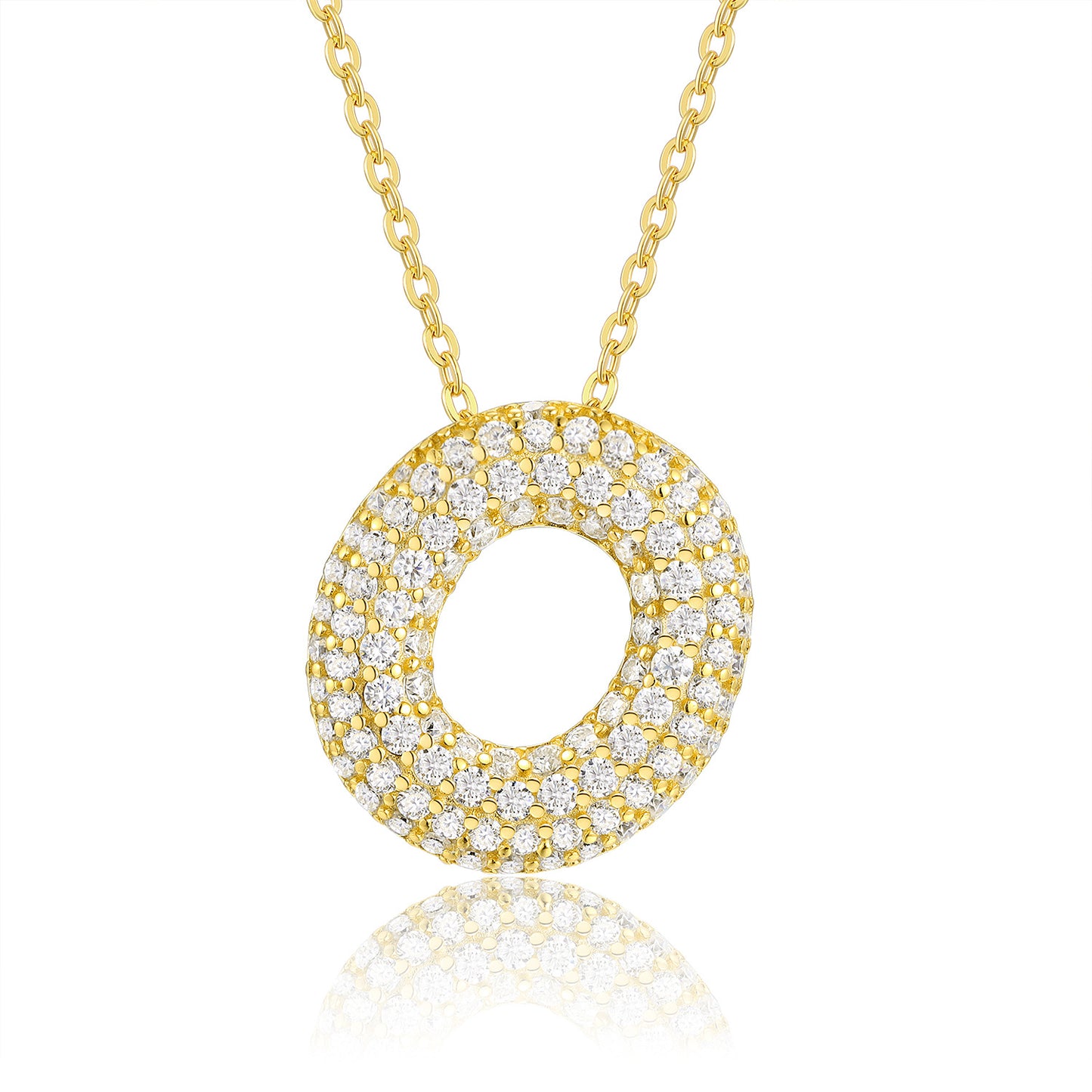 EMKOSUNG 18K Gold  Plated  Light Luxury  Moissanite Initial Letter  Necklaces for Women