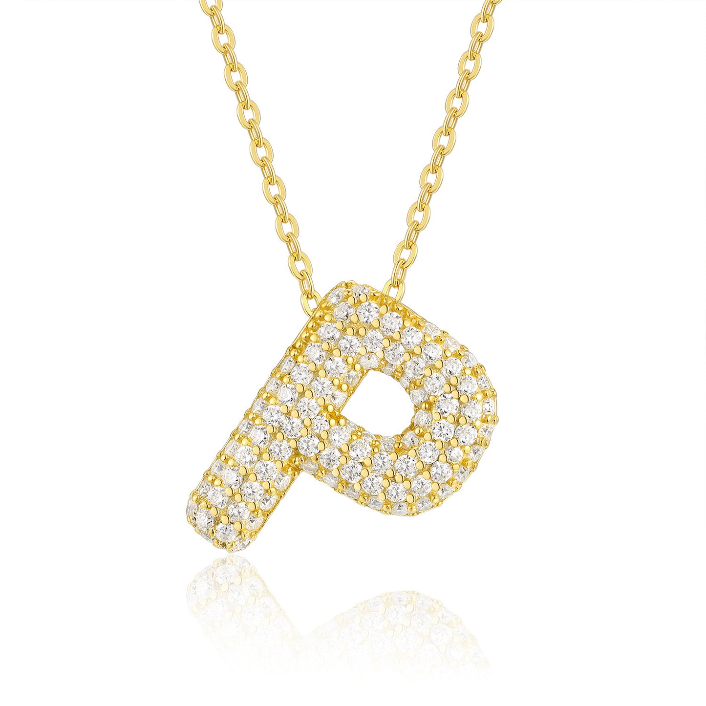 EMKOSUNG 18K Gold  Plated  Light Luxury  Moissanite Initial Letter  Necklaces for Women