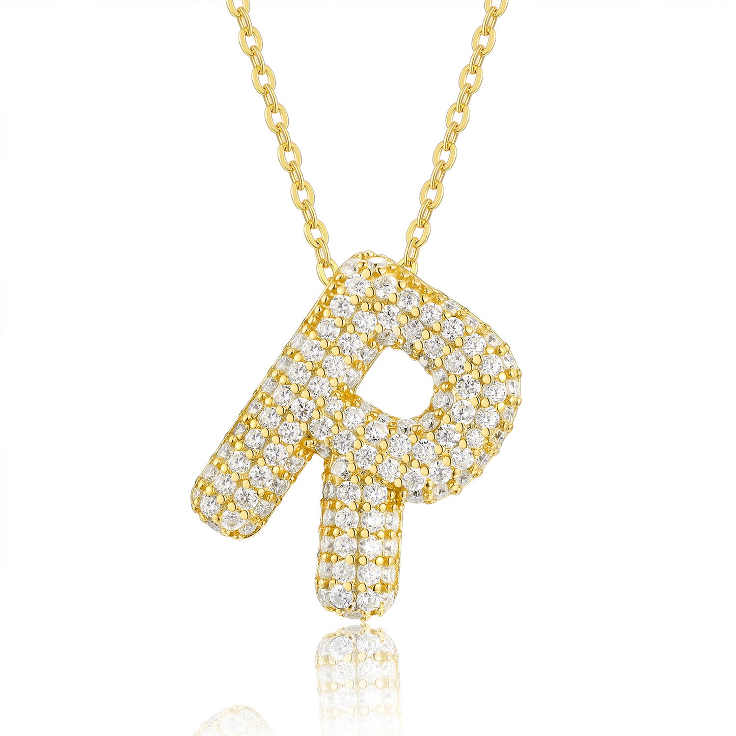 EMKOSUNG 18K Gold  Plated  Light Luxury  Moissanite Initial Letter  Necklaces for Women