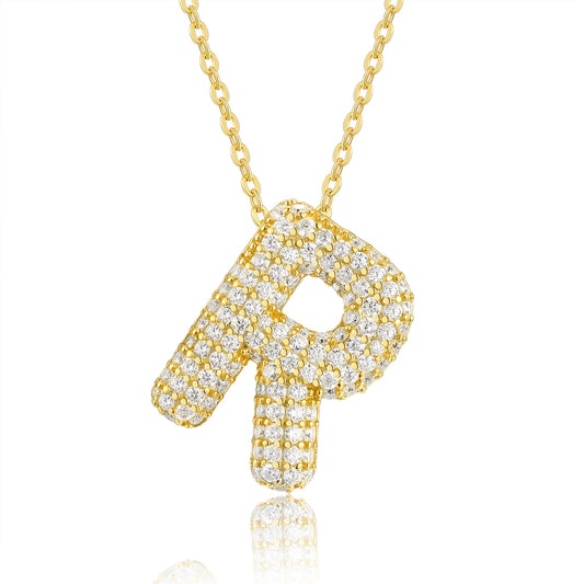 EMKOSUNG 18K Gold  Plated  Light Luxury  Moissanite Initial Letter  Necklaces for Women