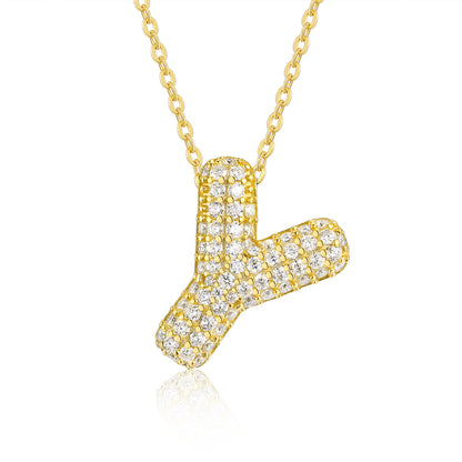 EMKOSUNG 18K Gold  Plated  Light Luxury  Moissanite Initial Letter  Necklaces for Women