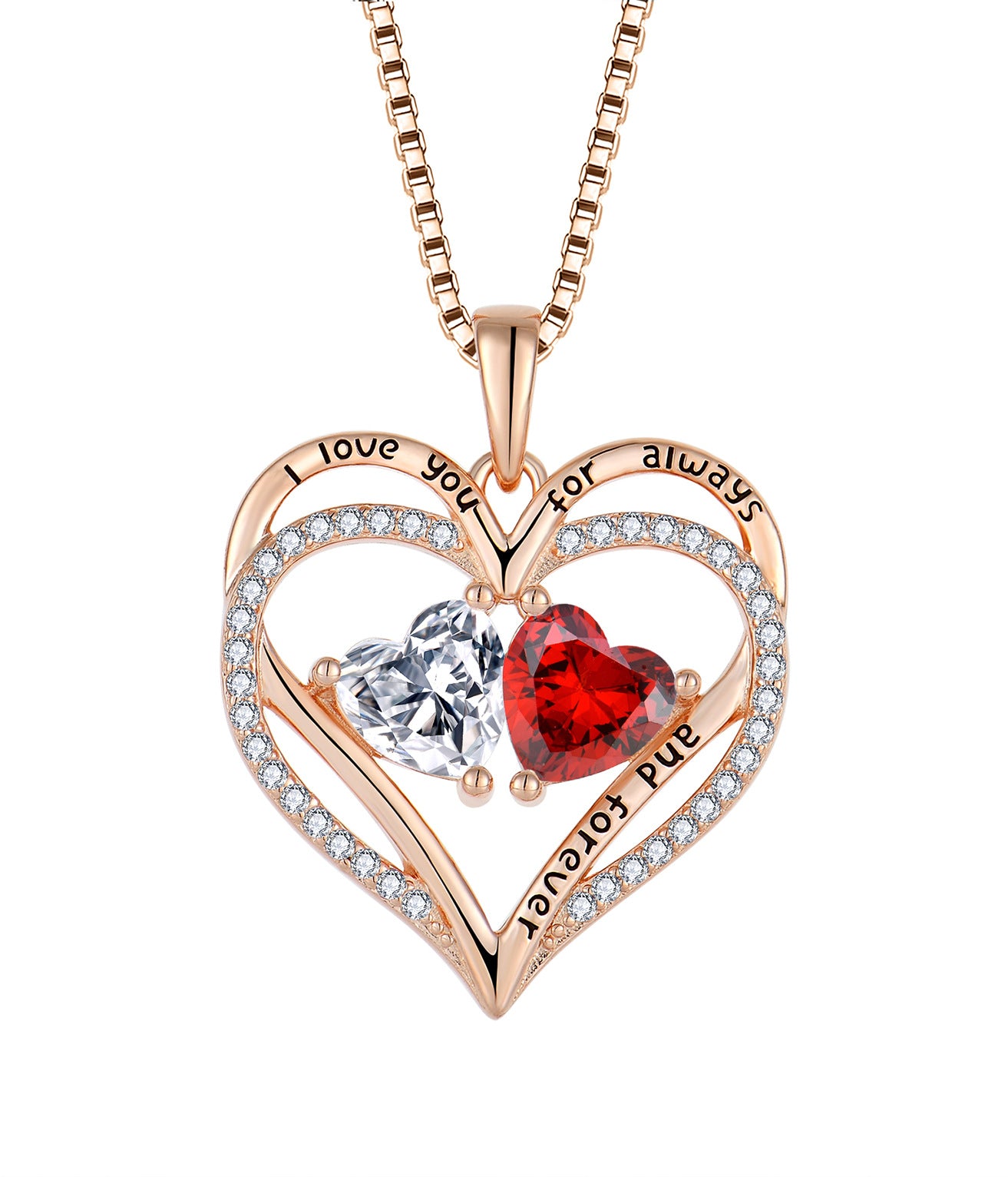 EMKOSUNG 18K Gold Plated Light Luxury Double Heart 12 Birthstone  Necklaces for Women