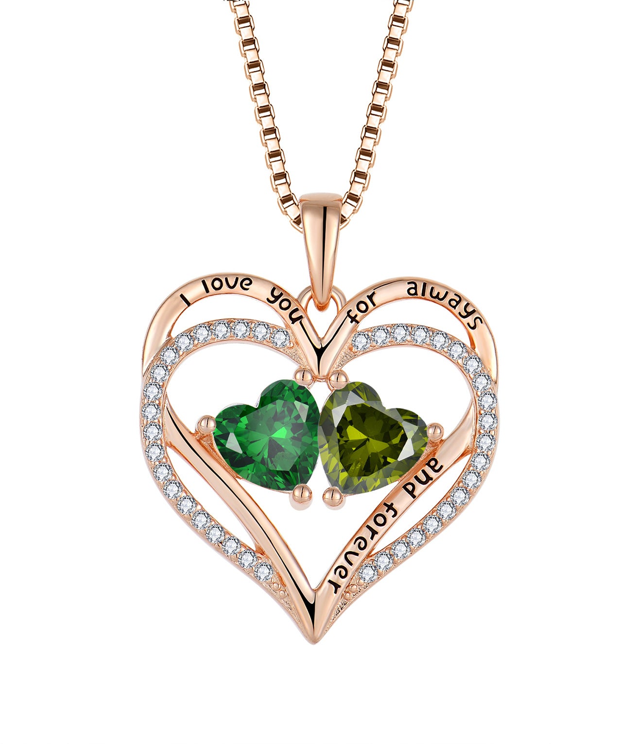 EMKOSUNG 18K Gold Plated Light Luxury Double Heart 12 Birthstone  Necklaces for Women
