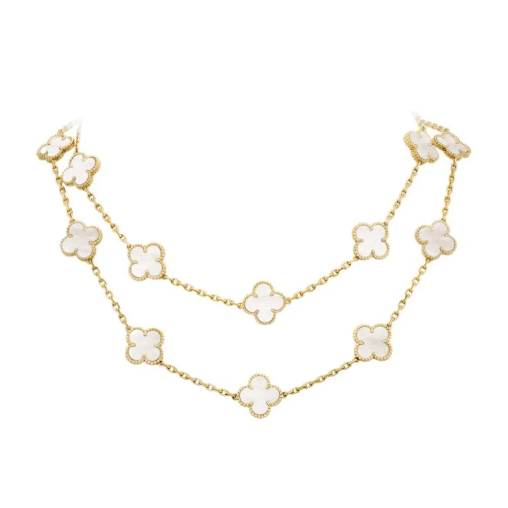 EMKOSUNG 18K Gold  Plated  20 Flowers Four Leaf Clover Necklaces for Women