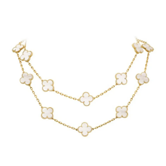 EMKOSUNG 18K Gold  Plated  20 Flowers Four Leaf Clover Necklaces for Women