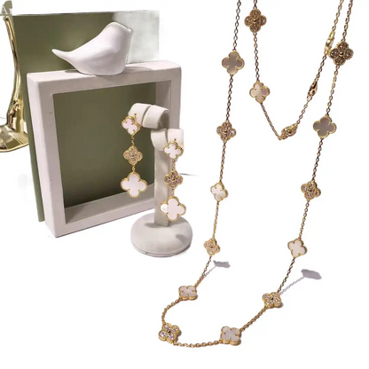 EMKOSUNG 18K Gold  Plated  20 Flowers Four Leaf Clover Necklaces for Women