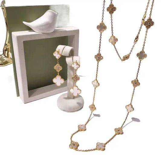 EMKOSUNG 18K Gold  Plated  20 Flowers Four Leaf Clover Necklaces for Women