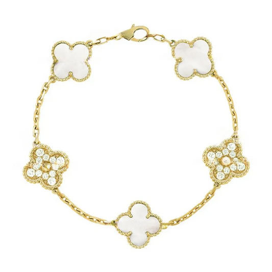 EMKOSUNG 18K Gold  Plated  Four Leaf Clover Bracelets for Women