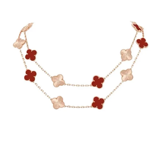 EMKOSUNG 18K Gold  Plated  20 Flowers Four Leaf Clover Necklaces for Women