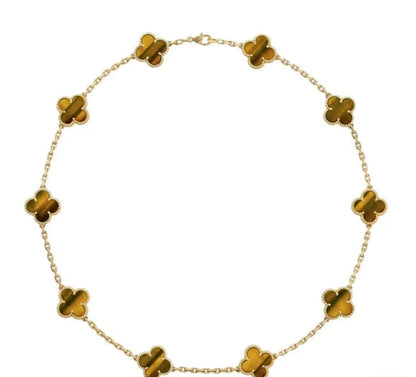 EMKOSUNG 18K Gold  Plated  10 Flowers Four Leaf Clover Necklaces for Women