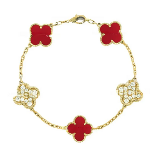 EMKOSUNG 18K Gold  Plated  Four Leaf Clover Bracelets for Women