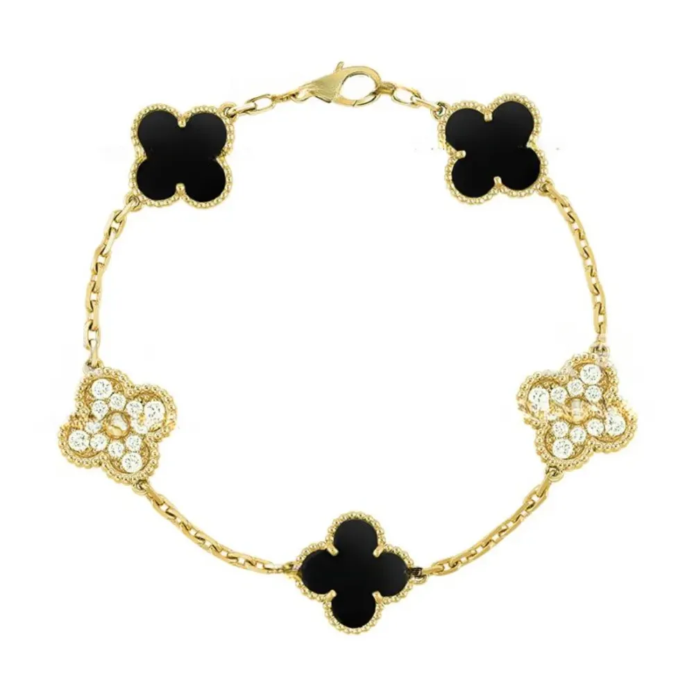 EMKOSUNG 18K Gold  Plated  Four Leaf Clover Bracelets for Women