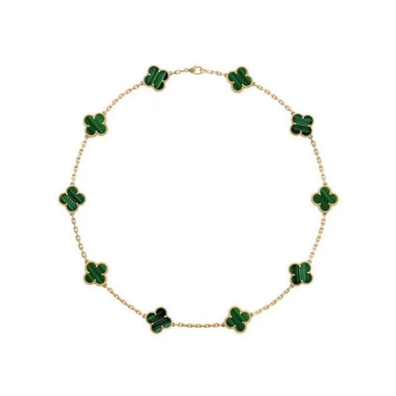 EMKOSUNG 18K Gold  Plated  10 Flowers Four Leaf Clover Necklaces for Women