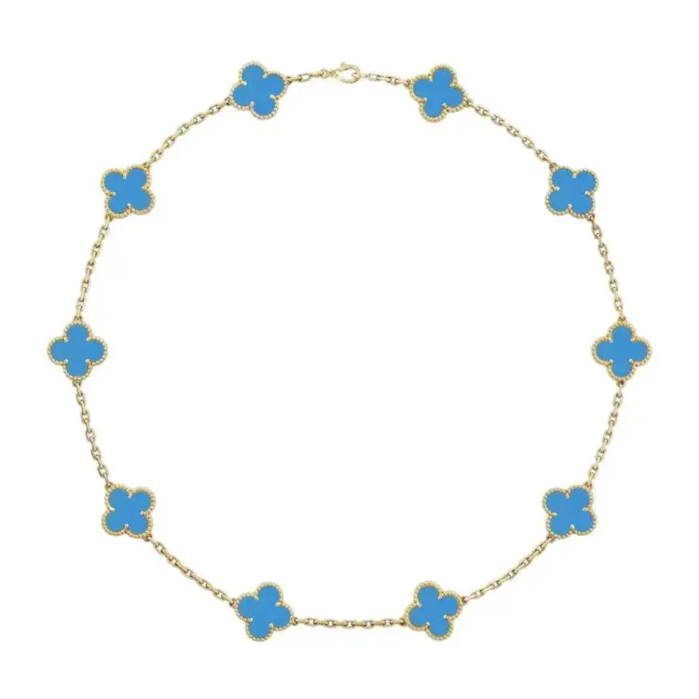 EMKOSUNG 18K Gold  Plated  10 Flowers Four Leaf Clover Necklaces for Women