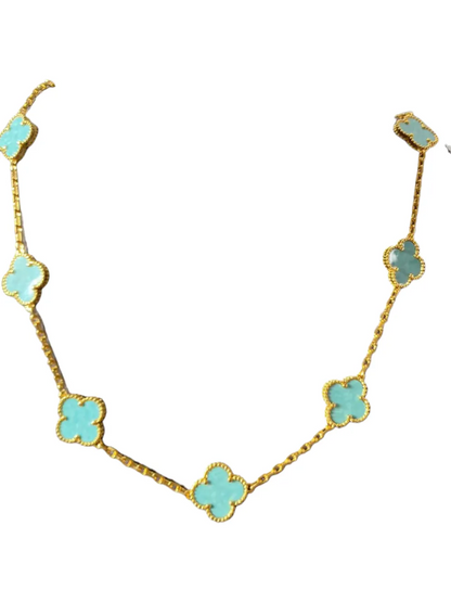 EMKOSUNG 18K Gold  Plated  10 Flowers Four Leaf Clover Necklaces for Women