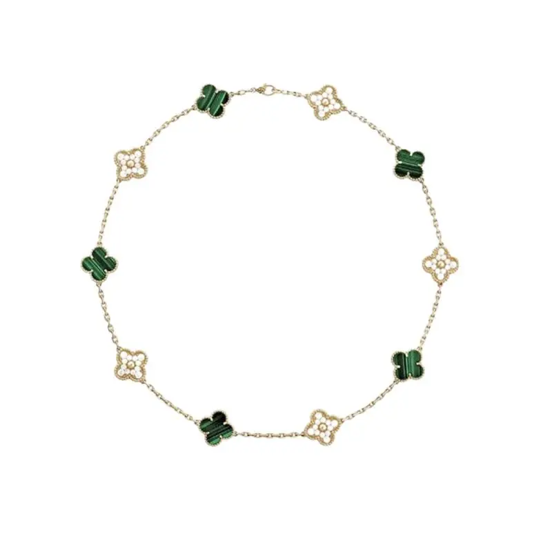 EMKOSUNG 18K Gold  Plated  10 Flowers Four Leaf Clover Necklaces for Women