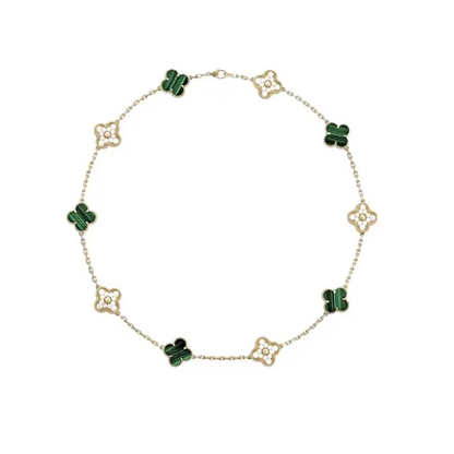 EMKOSUNG 18K Gold  Plated  10 Flowers Four Leaf Clover Necklaces for Women