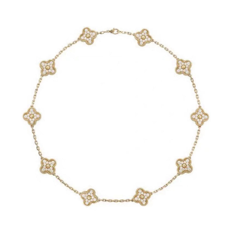 EMKOSUNG 18K Gold  Plated  10 Flowers Four Leaf Clover Necklaces for Women