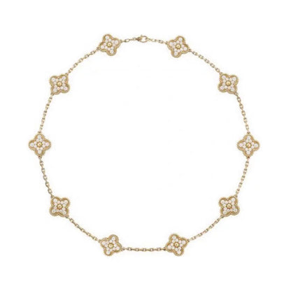 EMKOSUNG 18K Gold  Plated  10 Flowers Four Leaf Clover Necklaces for Women