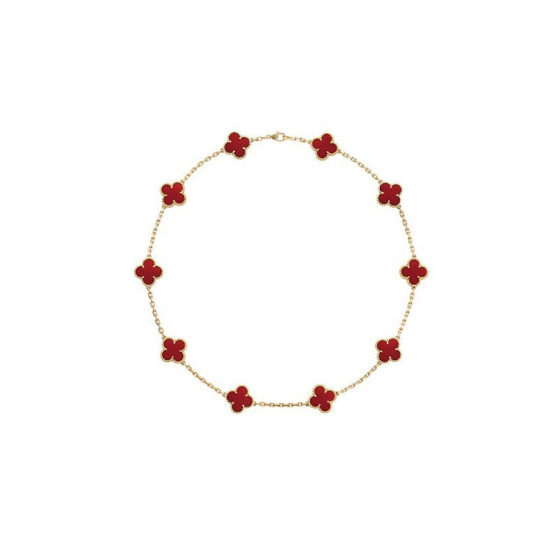 EMKOSUNG 18K Gold  Plated  10 Flowers Four Leaf Clover Necklaces for Women