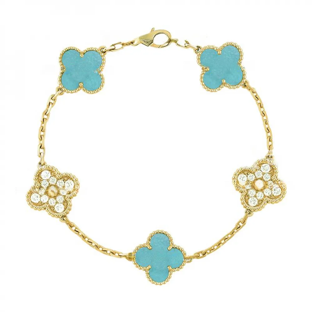 EMKOSUNG 18K Gold  Plated  Four Leaf Clover Bracelets for Women