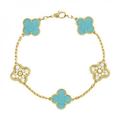 EMKOSUNG 18K Gold  Plated  Four Leaf Clover Bracelets for Women