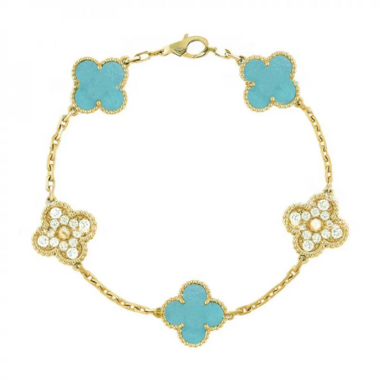 EMKOSUNG 18K Gold  Plated  Four Leaf Clover Bracelets for Women