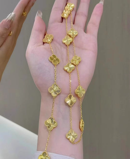 EMKOSUNG 18K Gold  Plated  10 Flowers Four Leaf Clover Necklaces for Women