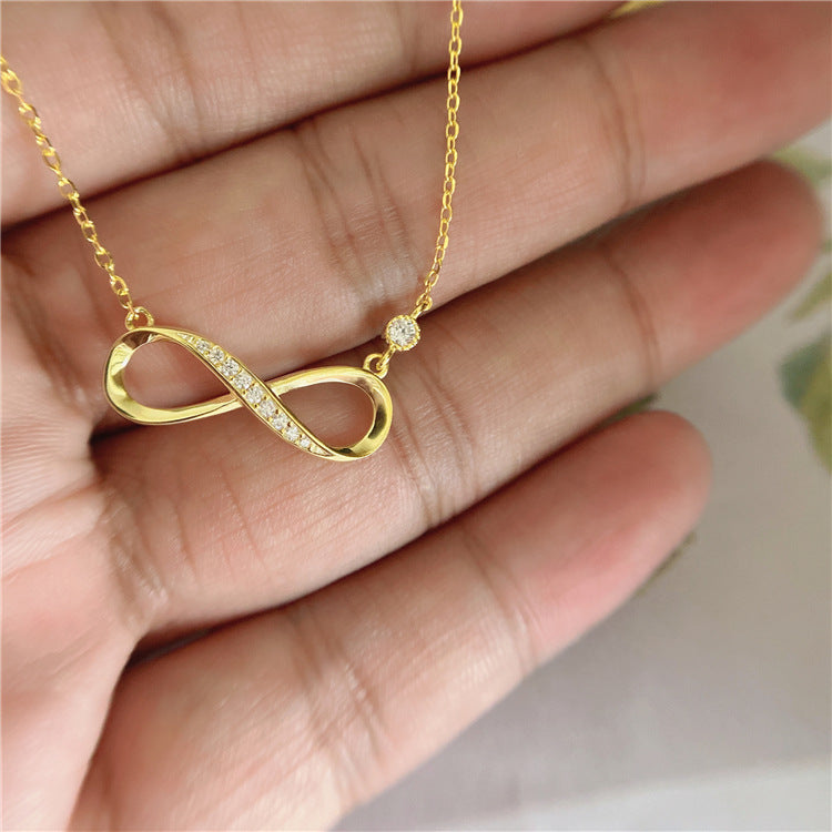 EMKOSUNG 18K Gold Plated Light Luxury Fashion Lucky 8 Necklaces for Women