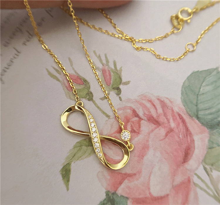 EMKOSUNG 18K Gold Plated Light Luxury Fashion Lucky 8 Necklaces for Women