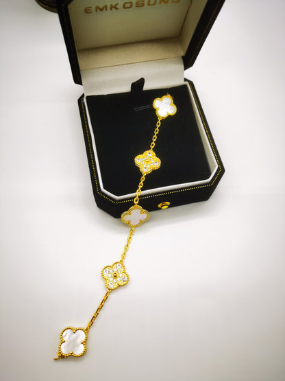 EMKOSUNG 18K Gold  Plated  Four Leaf Clover Bracelets for Women