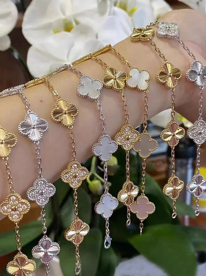 EMKOSUNG 18K Gold  Plated  Four Leaf Clover Bracelets for Women