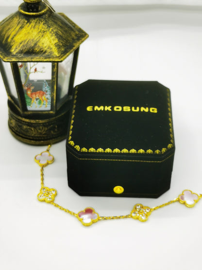 EMKOSUNG 18K Gold  Plated  Four Leaf Clover Bracelets for Women