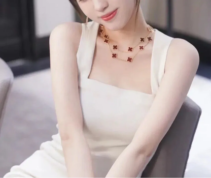 EMKOSUNG 18K Gold  Plated  20 Flowers Four Leaf Clover Necklaces for Women