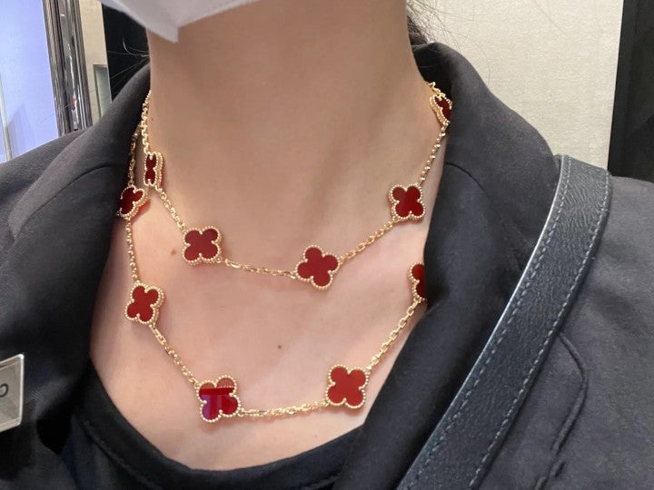 EMKOSUNG 18K Gold  Plated  20 Flowers Four Leaf Clover Necklaces for Women