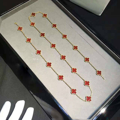 EMKOSUNG 18K Gold  Plated  20 Flowers Four Leaf Clover Necklaces for Women