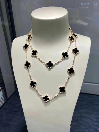 EMKOSUNG 18K Gold  Plated  20 Flowers Four Leaf Clover Necklaces for Women