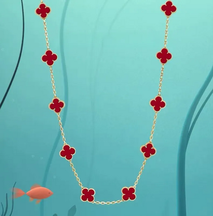 EMKOSUNG 18K Gold  Plated  20 Flowers Four Leaf Clover Necklaces for Women