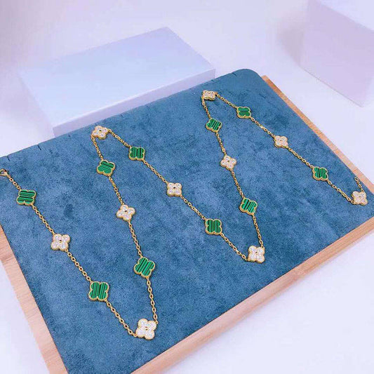 EMKOSUNG 18K Gold  Plated  20 Flowers Four Leaf Clover Necklaces for Women