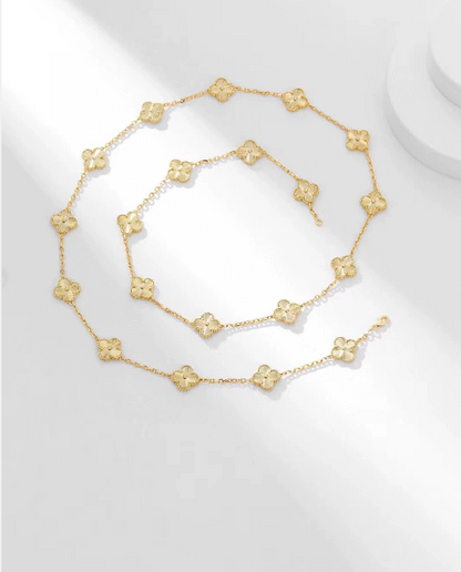 EMKOSUNG 18K Gold  Plated  20 Flowers Four Leaf Clover Necklaces for Women