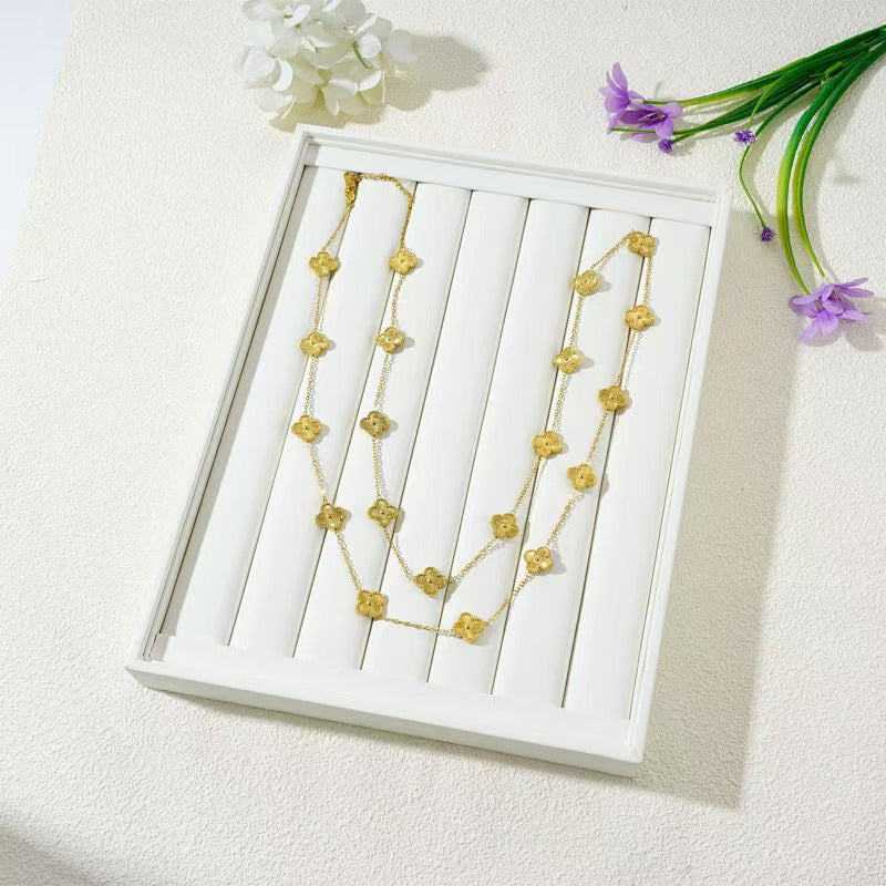 EMKOSUNG 18K Gold  Plated  20 Flowers Four Leaf Clover Necklaces for Women