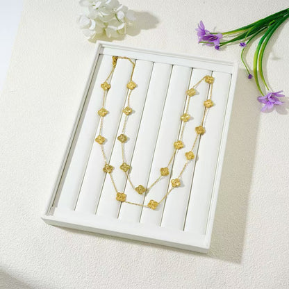 EMKOSUNG 18K Gold  Plated  20 Flowers Four Leaf Clover Necklaces for Women