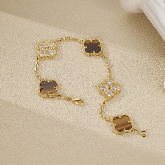 EMKOSUNG 18K Gold  Plated  Four Leaf Clover Bracelets for Women