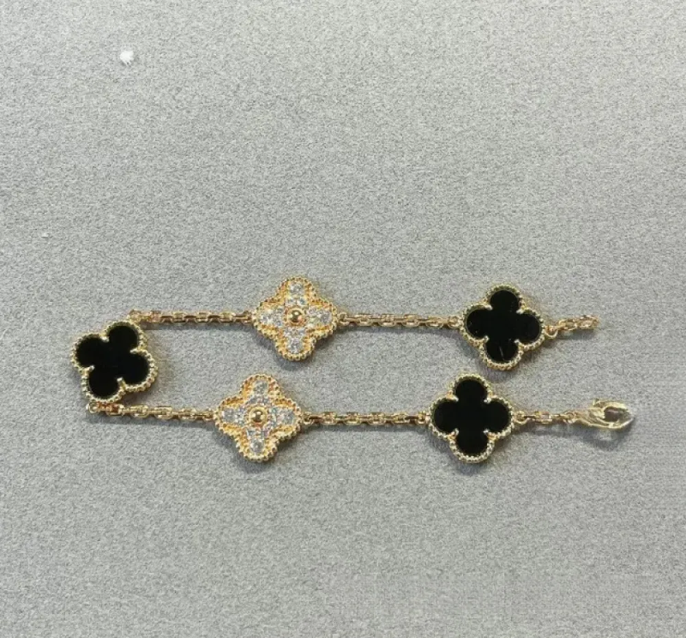 EMKOSUNG 18K Gold  Plated  Four Leaf Clover Bracelets for Women