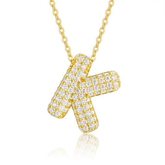EMKOSUNG 18K Gold  Plated  Light Luxury  Moissanite Initial Letter  Necklaces for Women