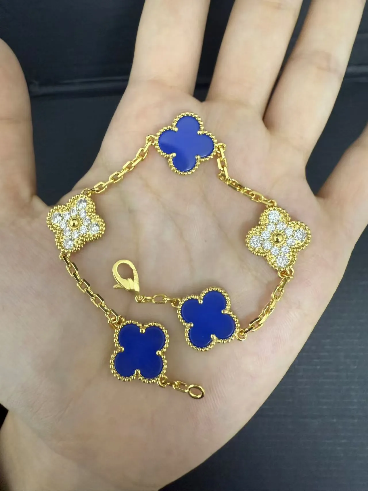 EMKOSUNG 18K Gold  Plated  Four Leaf Clover Bracelets for Women