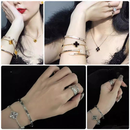 EMKOSUNG 18K Gold  Plated  Four Leaf Clover Bracelets for Women