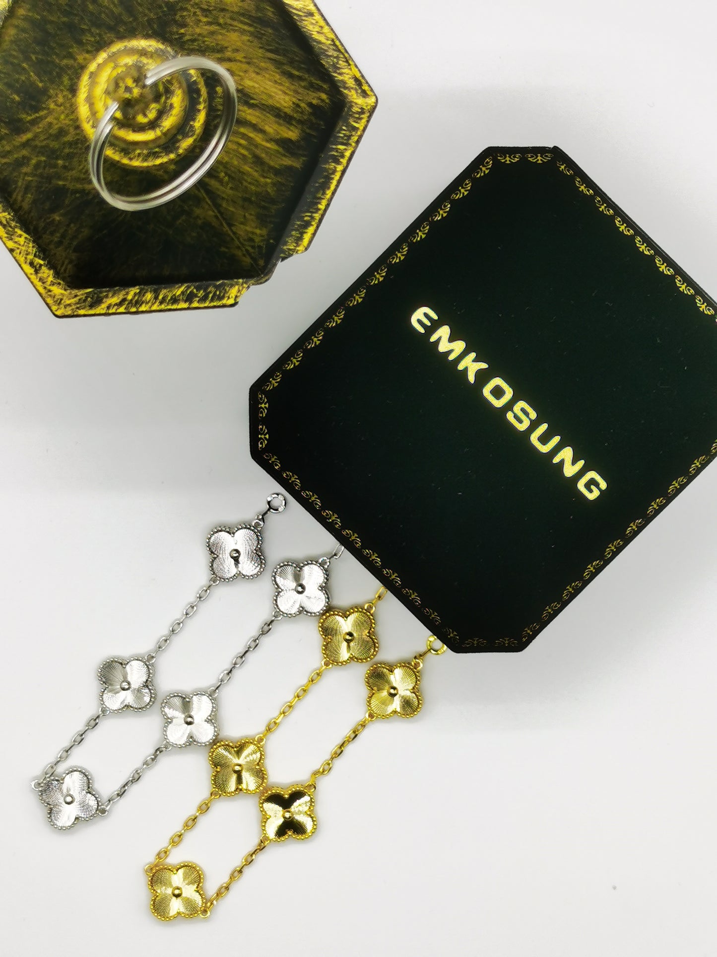 EMKOSUNG 18K Gold  Plated  Four Leaf Clover Bracelets for Women